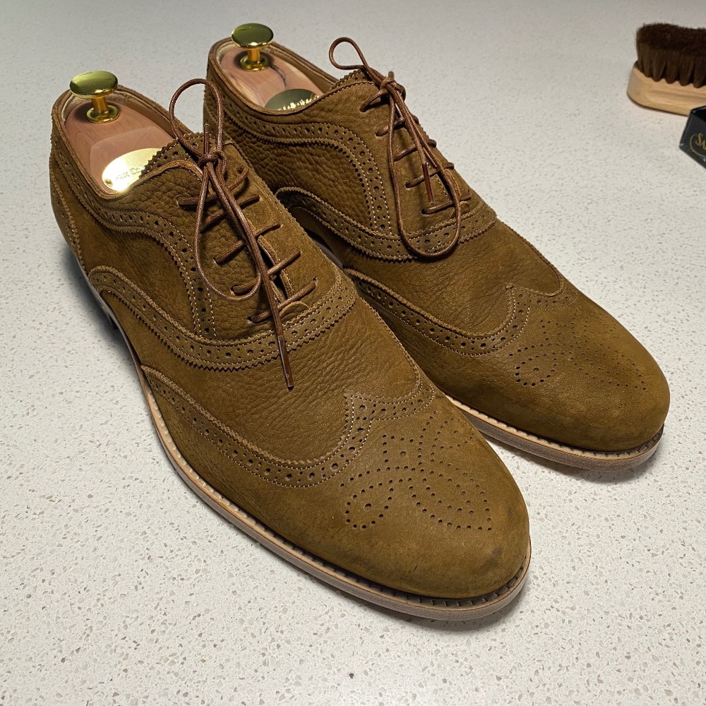 LOUIS VUITTON LV Men's Shoes derby Brown Suede UK 9
